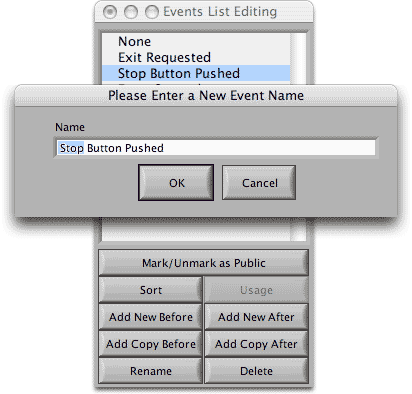 Add Copy After asks for a name for the new event